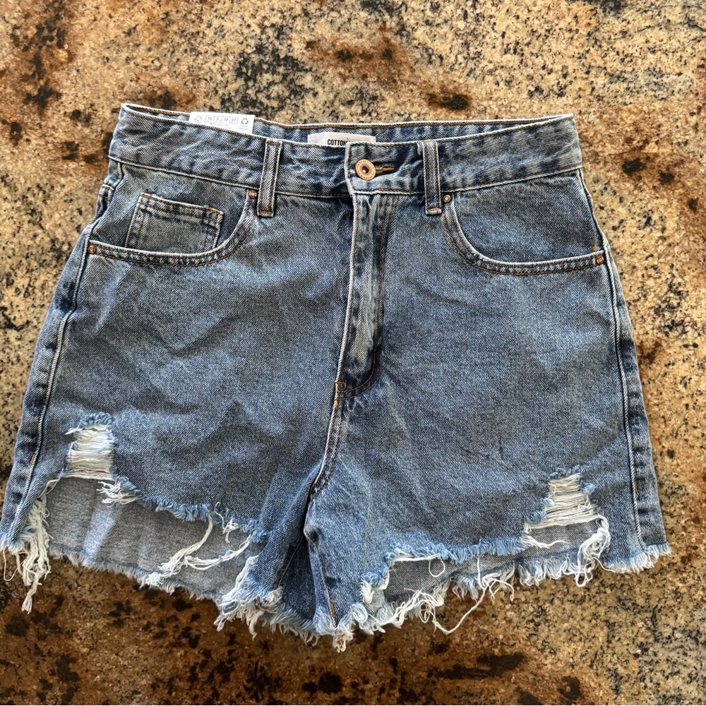 Cotton On Blue Jean Shorts High-Waisted ripped